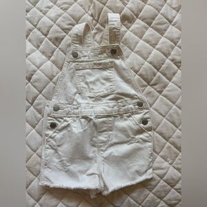 White denim overalls